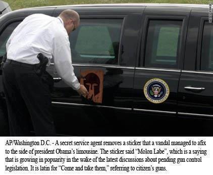 Molon Labe on Obamas Limousine